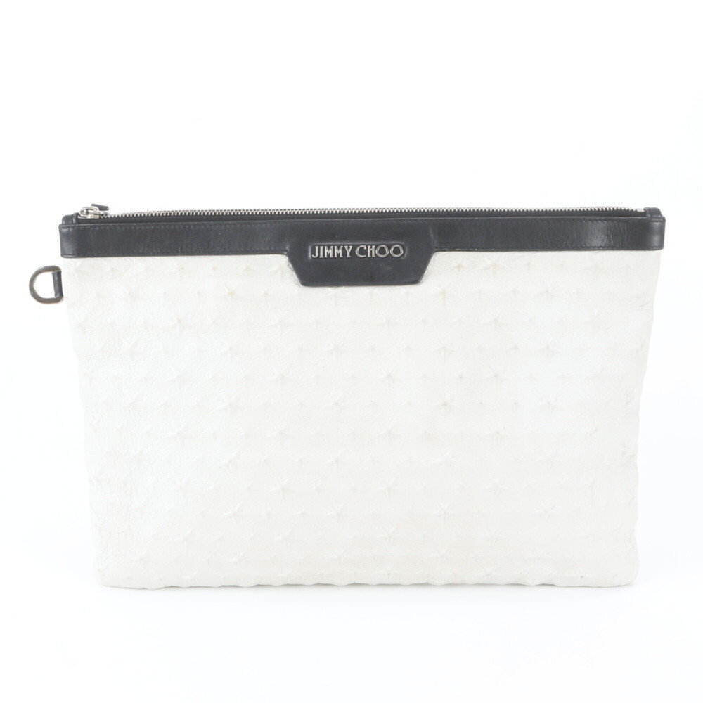 Jimmy Choo Star Embossed Leather Second Bag Clutch Pouch for Men